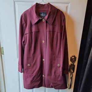 London Fog Women's Plus Sized Deep Burgundy Trench Coat Size 1X